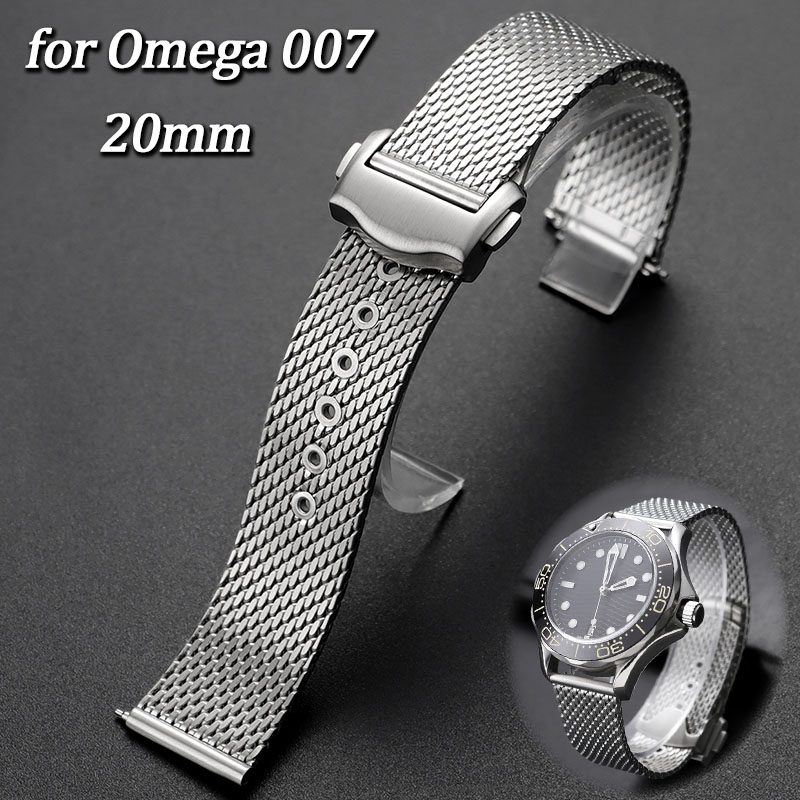 Luxury Watch Omega - 20mm Paslanmaz Çelik Hasır saat kayışı