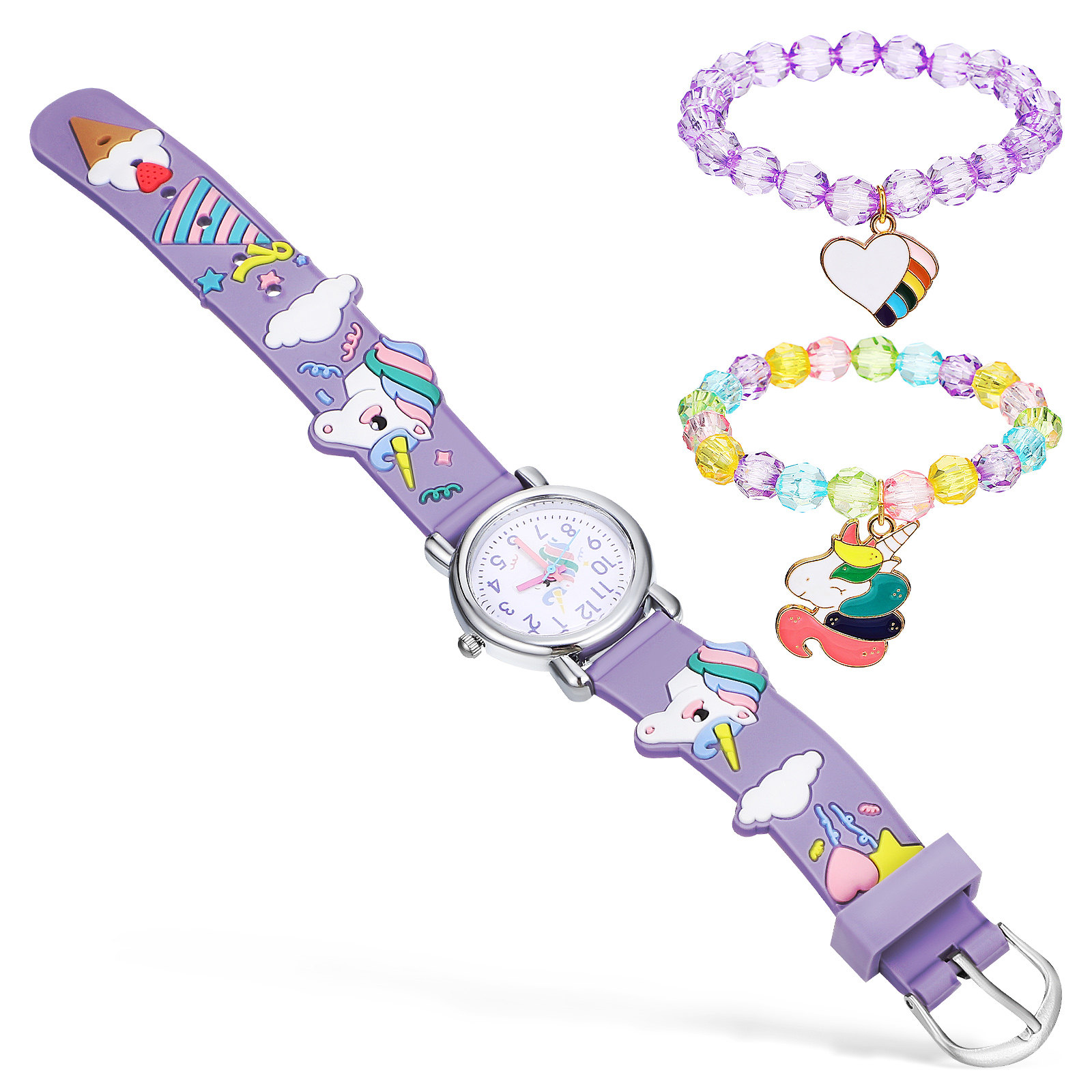 Luxury Watch Time - 1 Set Unicorn Saat ve Charm